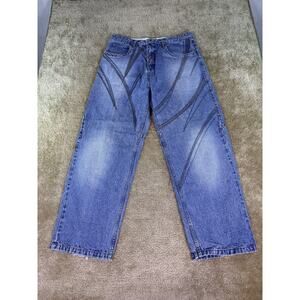 Phat Farm Jeans Mens Size 36x34 Blue Wide Leg Baggy Skater Vintage Y2K E126
